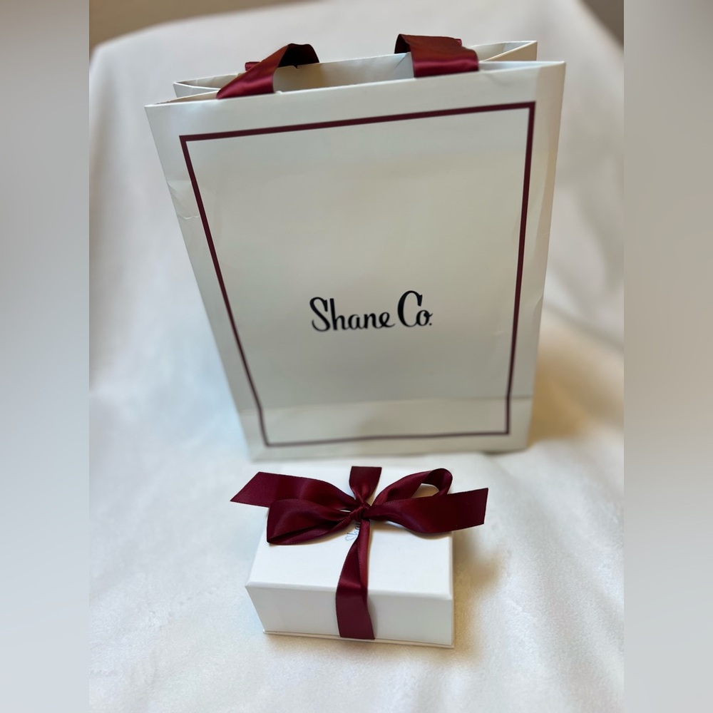 Shane Co. Gift Bag and necklace box‎ with Burgundy Ribbon
